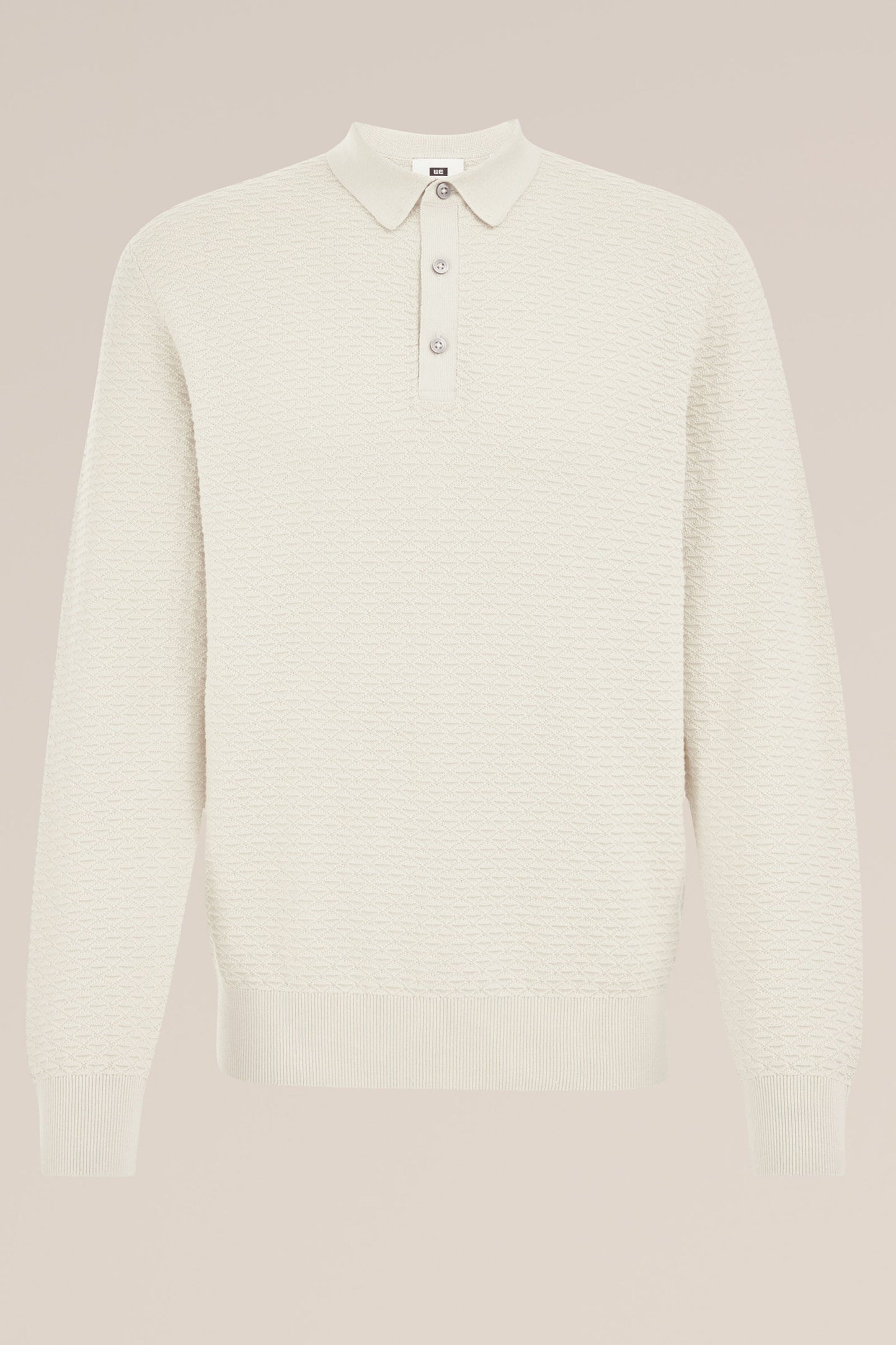 Textured Knit Polo Shirt - Off White