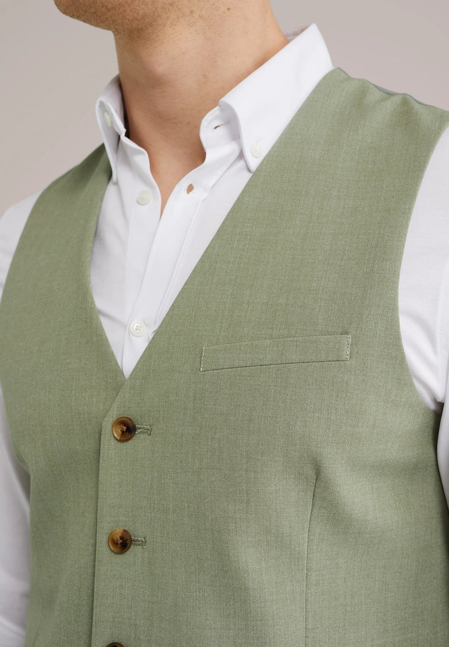 Men's Regular Fit Tailored Waistcoat - Light Green