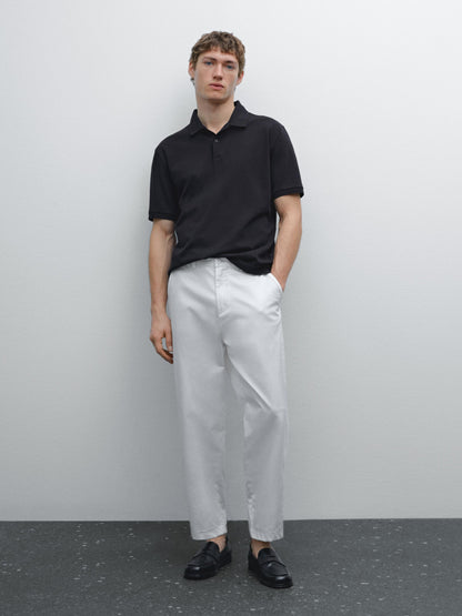 Polo Shirt with Microstructure Piqué