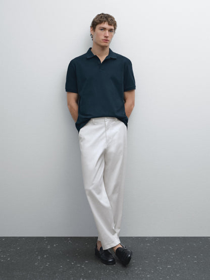 Polo Shirt with Microstructure Piqué