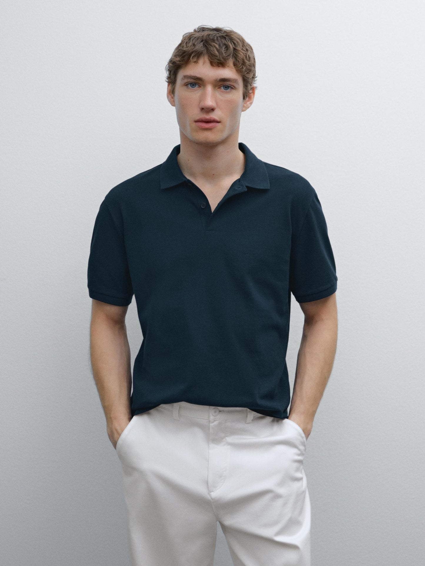 Polo Shirt with Microstructure Piqué