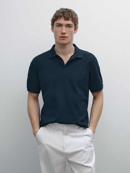 Polo Shirt with Microstructure Piqué