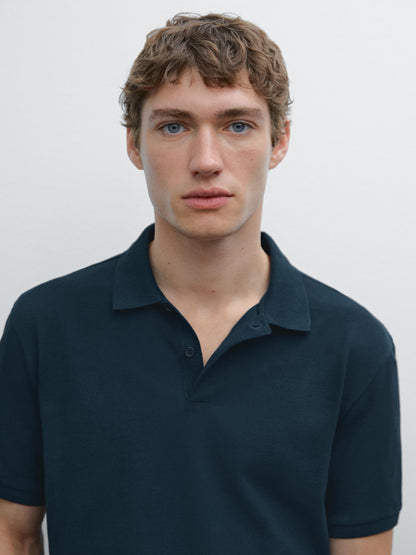 Polo Shirt with Microstructure Piqué