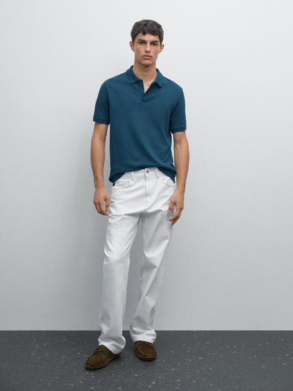 Polo Shirt with Microstructure Piqué