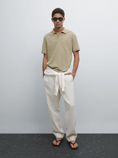 Polo Shirt with Microstructure Piqué