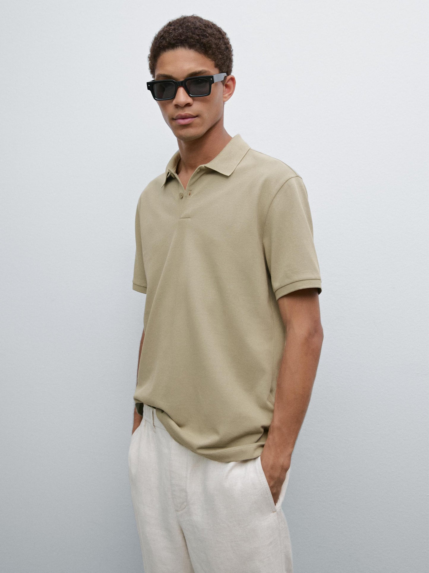 Polo Shirt with Microstructure Piqué