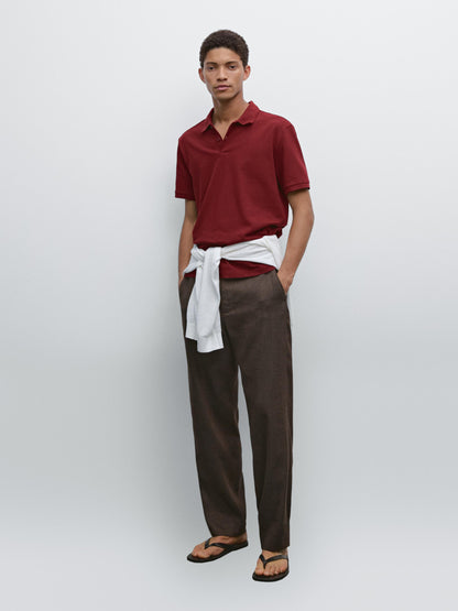 Polo Shirt with Microstructure Piqué