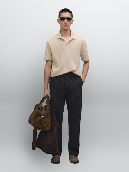 Polo Shirt with Microstructure Piqué