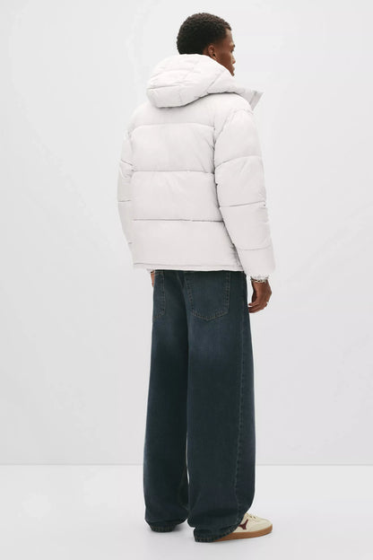 Puffer Jacket Blend with Hood - White