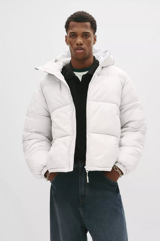 Puffer Jacket Blend with Hood - White