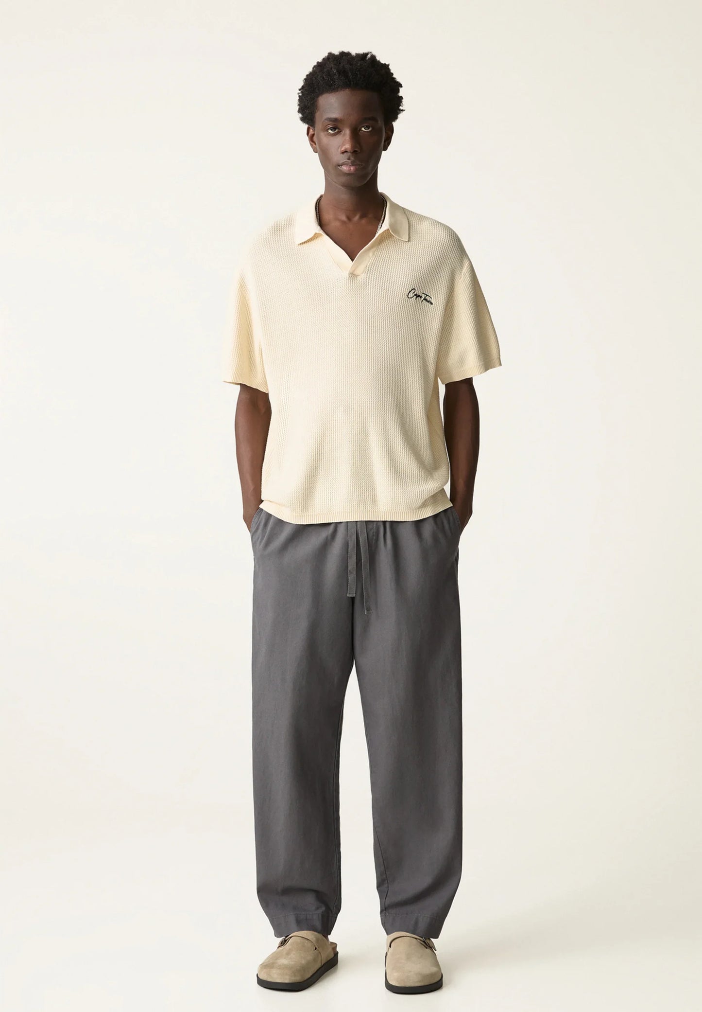 Blend Linen Trousers - Dark Grey
