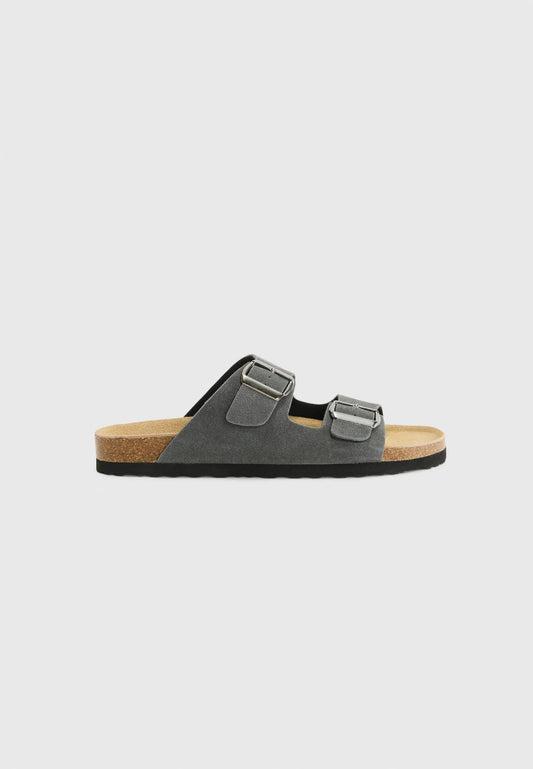 Rully Leather Sandals - Dark Grey