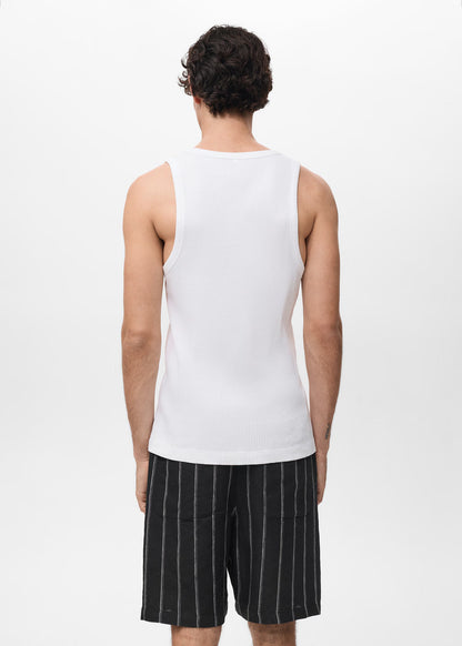 Basic Ribbed Vest - White