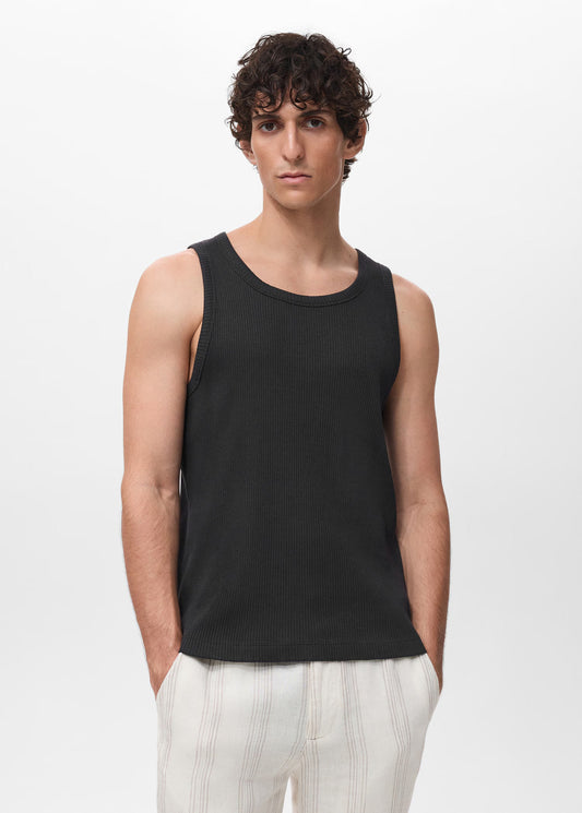Basic Ribbed Vest - Black