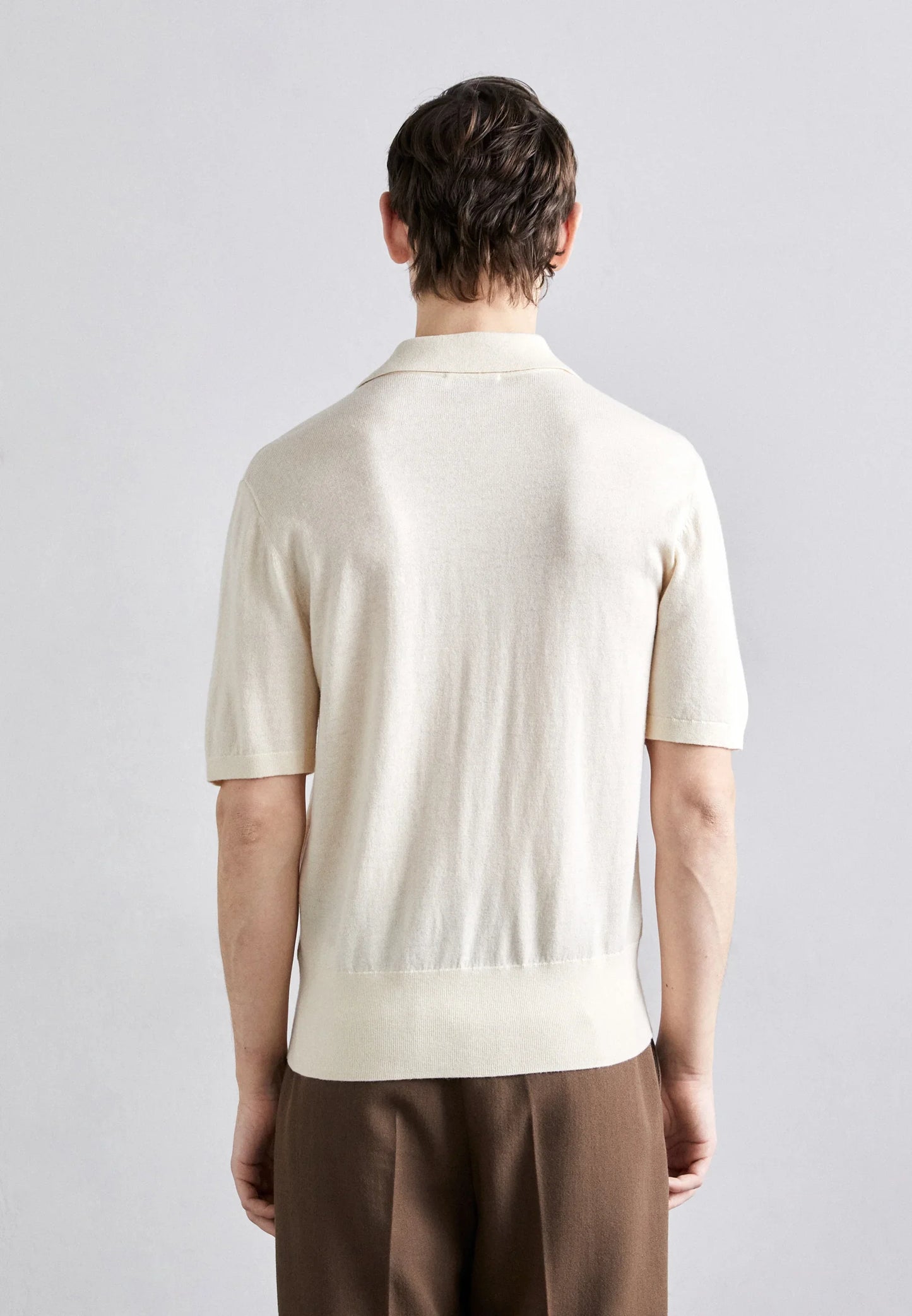 Ribbed Cotton Polo Shirt - Off White