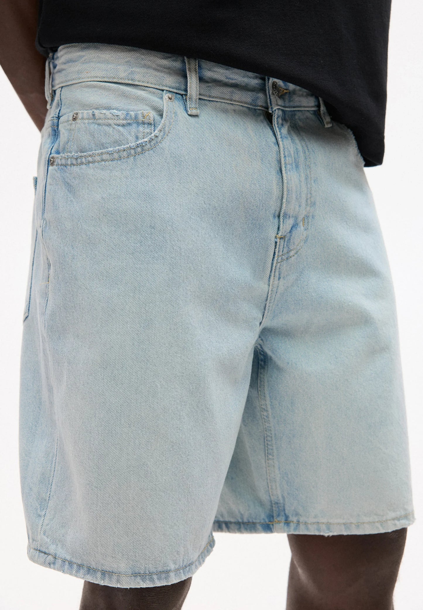 Straight Cut Denim Shorts - Light Blue