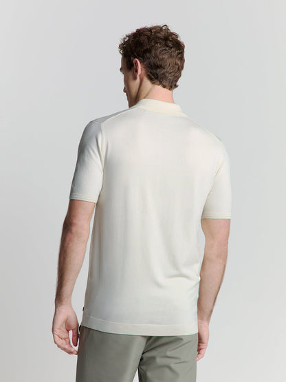 Off-White Polo Shirt with Zipper