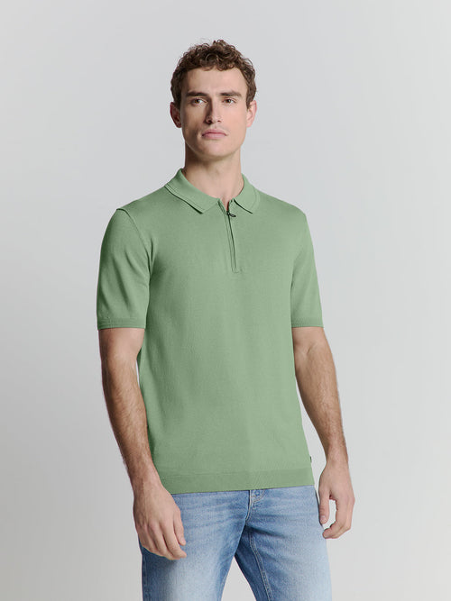 Polo Shirt with Zipper - Green