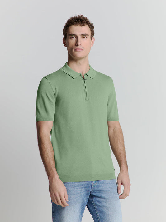Polo Shirt with Zipper - Green