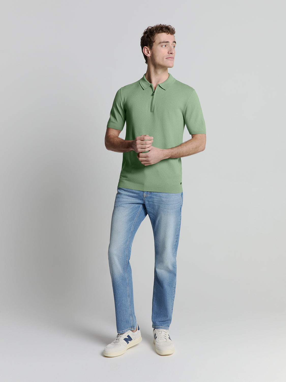 Polo Shirt with Zipper - Green