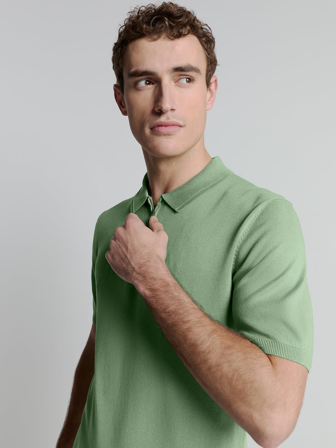 Polo Shirt with Zipper - Green