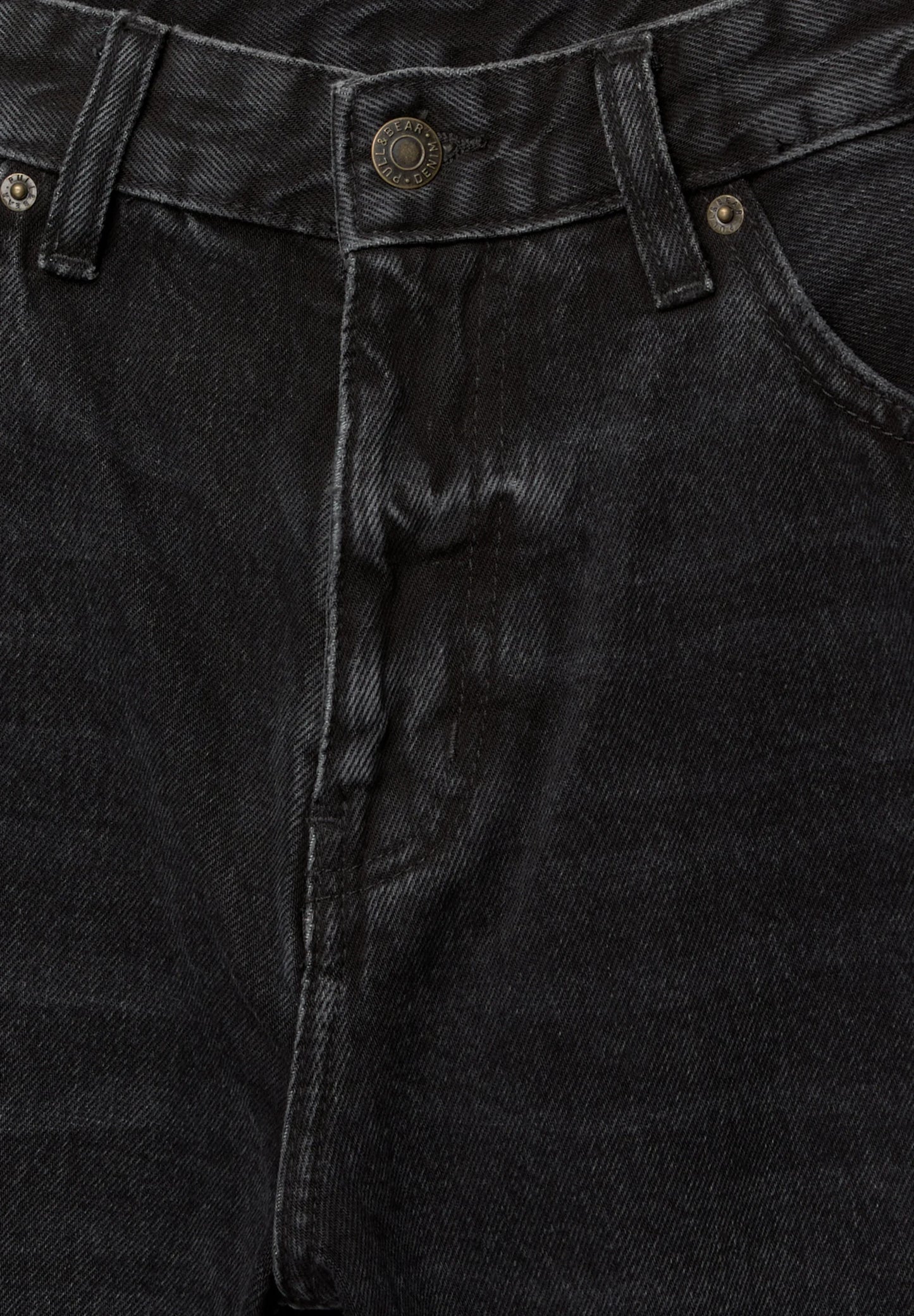 Straight Cut Denim Shorts - Black