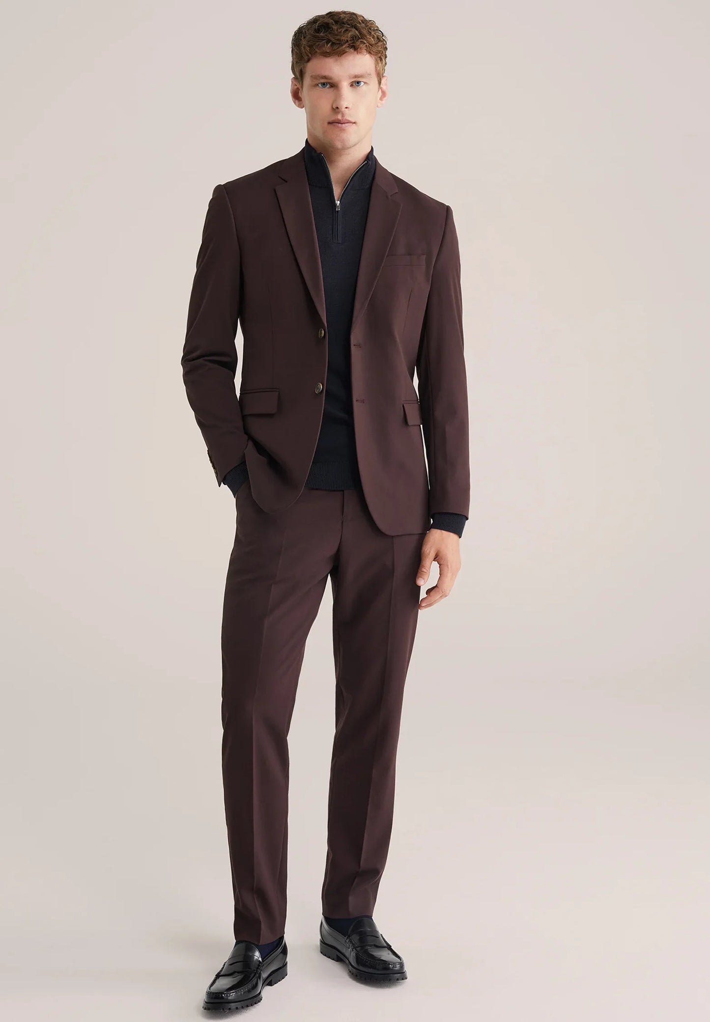 Regular Fit Tailored Trousers - Brown