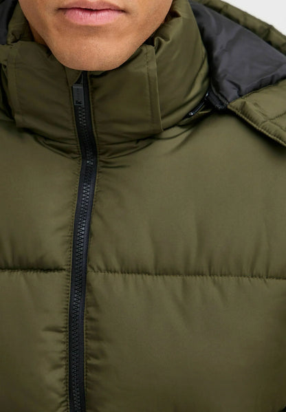 Ultra-Lightweight Puffer Jacket with Hood - Military Green