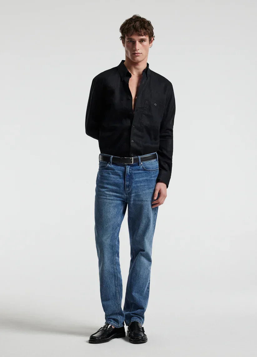 Classic Linen Shirt with Front Pocket