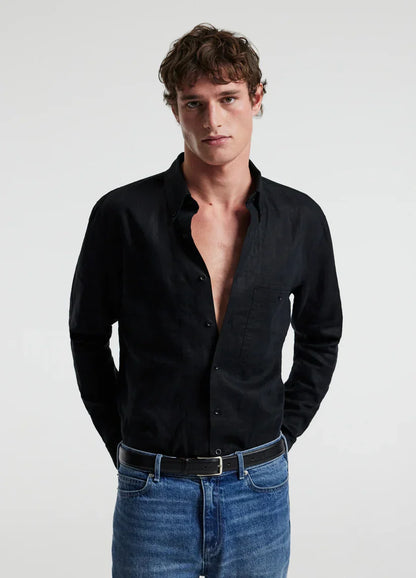 Classic Linen Shirt with Front Pocket