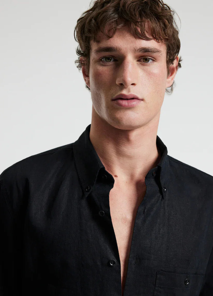 Classic Linen Shirt with Front Pocket