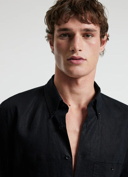 Classic Linen Shirt with Front Pocket