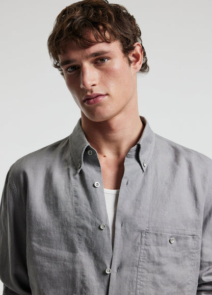 Classic Linen Shirt with Front Pocket