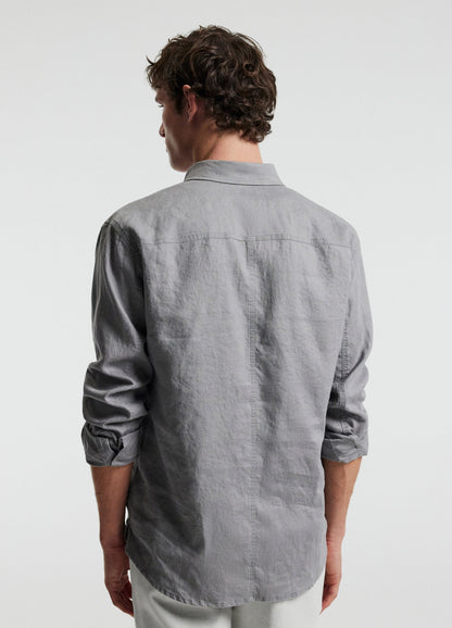 Classic Linen Shirt with Front Pocket