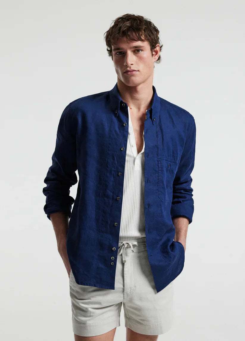 Classic Linen Shirt with Front Pocket