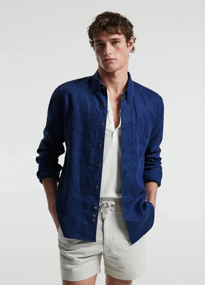 Classic Linen Shirt with Front Pocket
