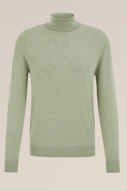 Fine Knit High Neck Jumper - Green