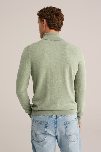 Fine Knit High Neck Jumper - Green