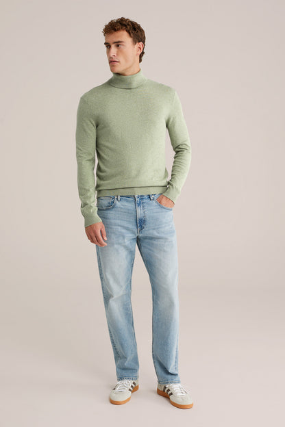 Fine Knit High Neck Jumper - Green