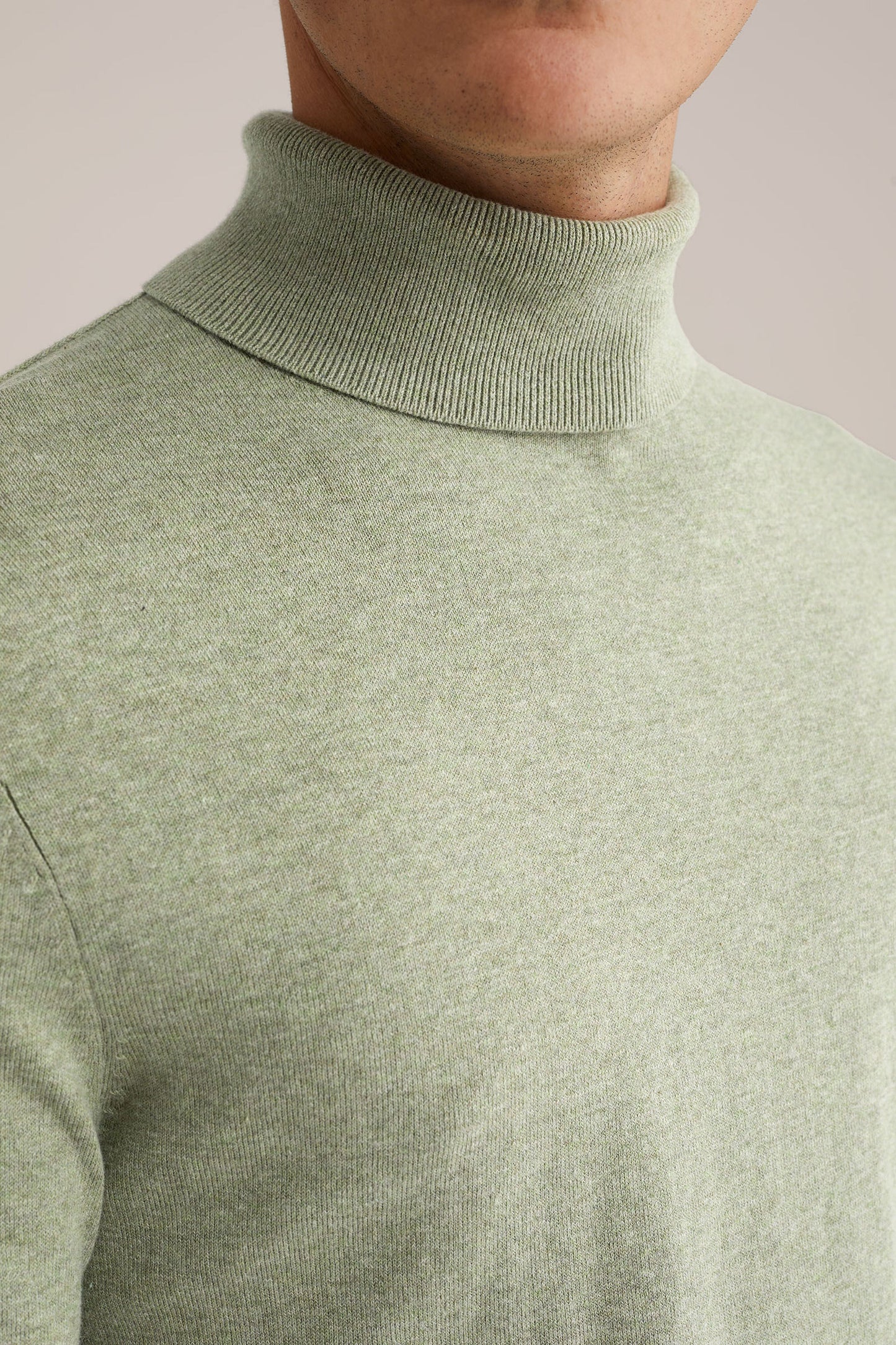 Fine Knit High Neck Jumper - Green