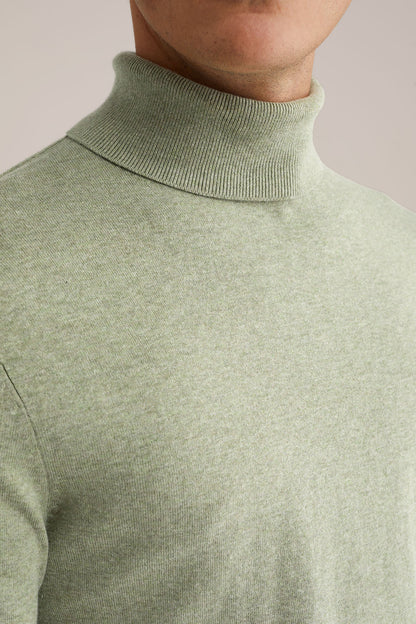 Fine Knit High Neck Jumper - Green