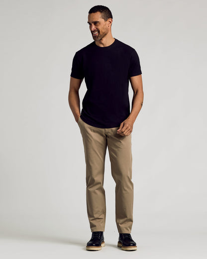 Set of 6 Black Crew Neck T-Shirts with Curved Hem