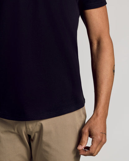 Set of 6 Black Crew Neck T-Shirts with Curved Hem