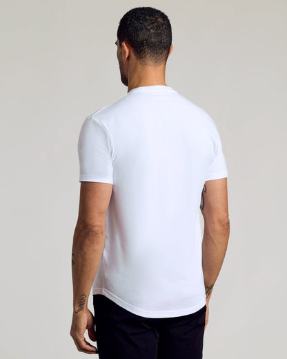 Set of 6 White Curved Hem Crew Neck T-Shirts