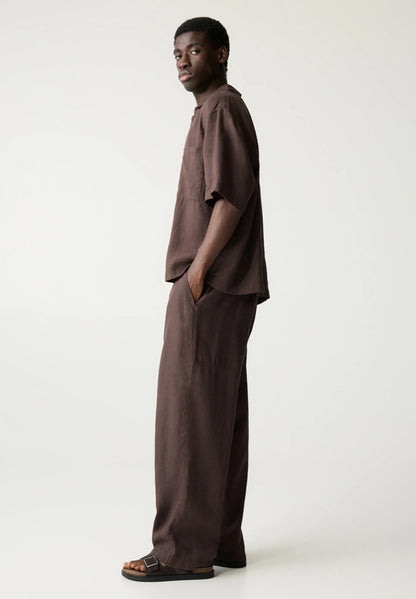 Blend Linen Trousers - Brown