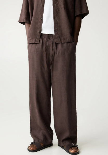 Blend Linen Trousers - Brown