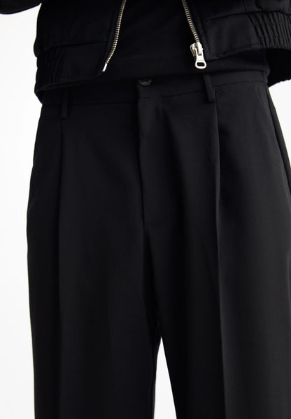 Wide Fit Casual Trousers - Black