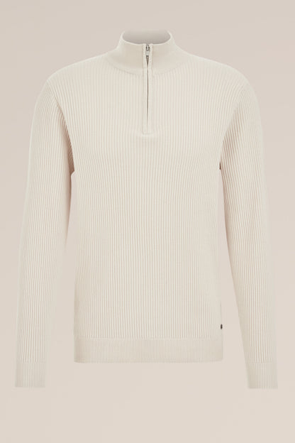 Regular Fit Zip-Up Jumper - Beige