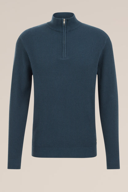 Regular Fit Zip-Up Sweater - Blue