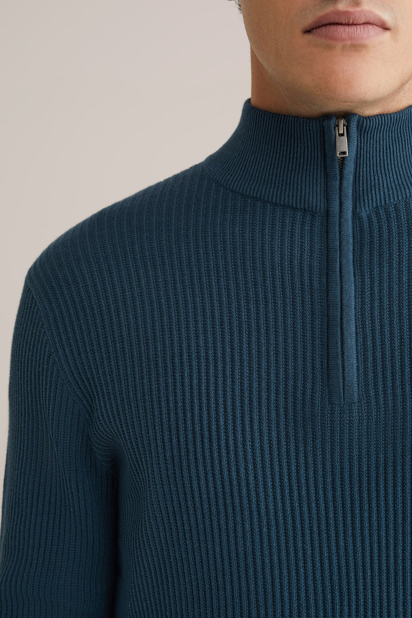 Regular Fit Zip-Up Sweater - Blue